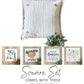 SQUARE  BUNDLE SET: Ticking Stripes Pillow (comes with foam insert and these 4 panels in back pocket); Winter Spring Summer Fall Autumn: SKI BENCH, HELLO PUMPKIN, LAND THAT I LOVE, SPRING DRIED FLOWERS