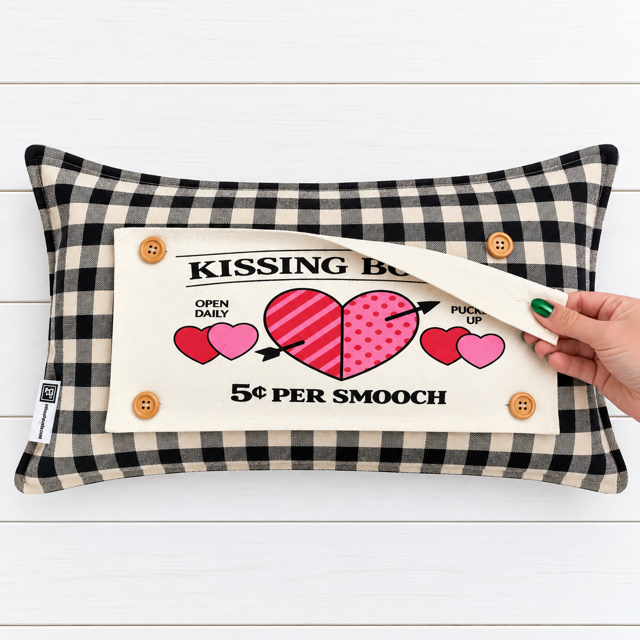 PANEL ONLY:  RECTANGLE Holiday Panel: Valentines, Winter, Love, Hugs, Kisses, Passion, Red, Wife Husband, Boyfriend, Girlfriend, Spouse, Kids, Vintage, Farmhouse, Heart; KISSING BOOTH