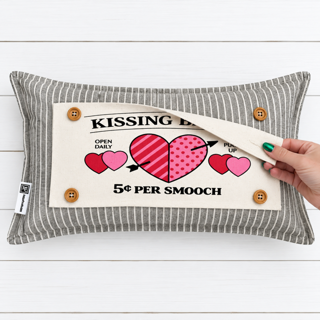 PANEL ONLY:  RECTANGLE Holiday Panel: Valentines, Winter, Love, Hugs, Kisses, Passion, Red, Wife Husband, Boyfriend, Girlfriend, Spouse, Kids, Vintage, Farmhouse, Heart; KISSING BOOTH