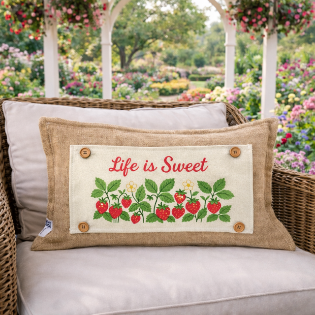PANEL ONLY: RECTANGLE Spring, Summer, Garden Lover, Plants, Flowers; Life is Sweet STRAWBERRY PATCH
