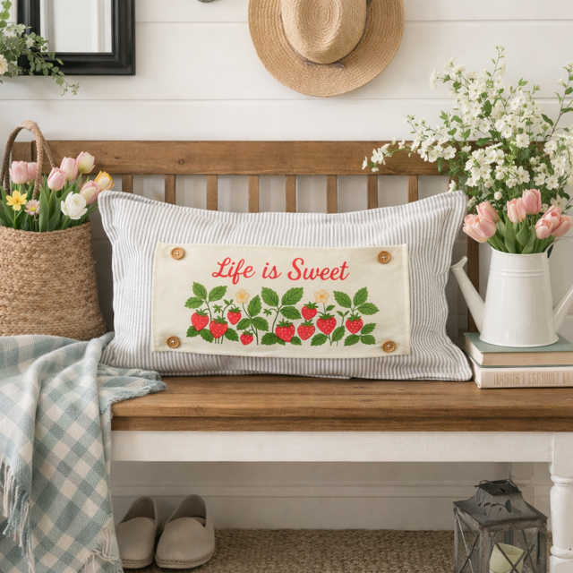 12 PANELS ONLY BUNDLE: RECTANGLE throw pillow Year of Panels Bundle SAVE!!!: DEER, XOXO, LUCKY, QUILTED EGGS, PEONIES, LIFE IS SWEET, USA MAP, HOME SWEET HOME, FALL BIKE, HAUNTED HOUSE, THANKSGIVING PIE, MERRY & BRIGHT