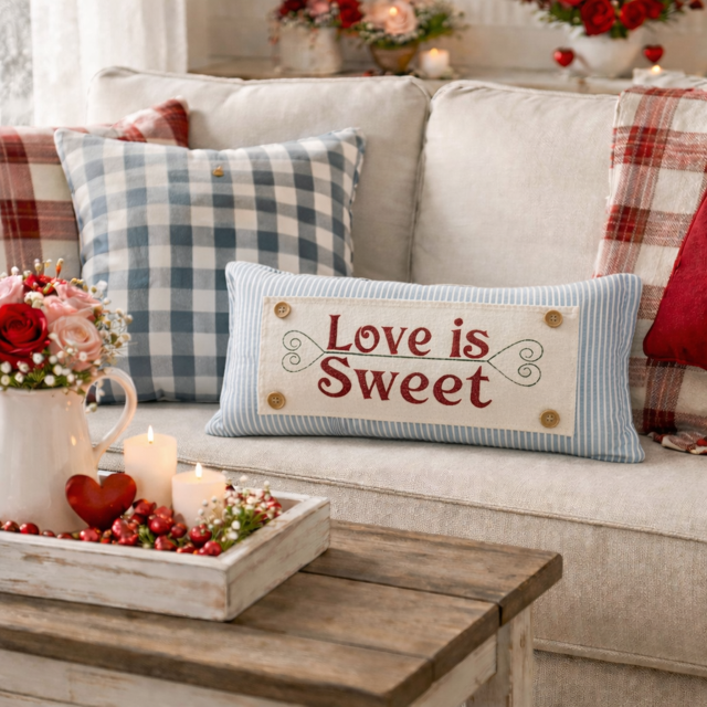 GLITTER PANEL ONLY:  RECTANGLE Glitter Holiday Panel: Winter, Valentines Cherry Pink, Love, Spouse, Partner; LOVE IS SWEET