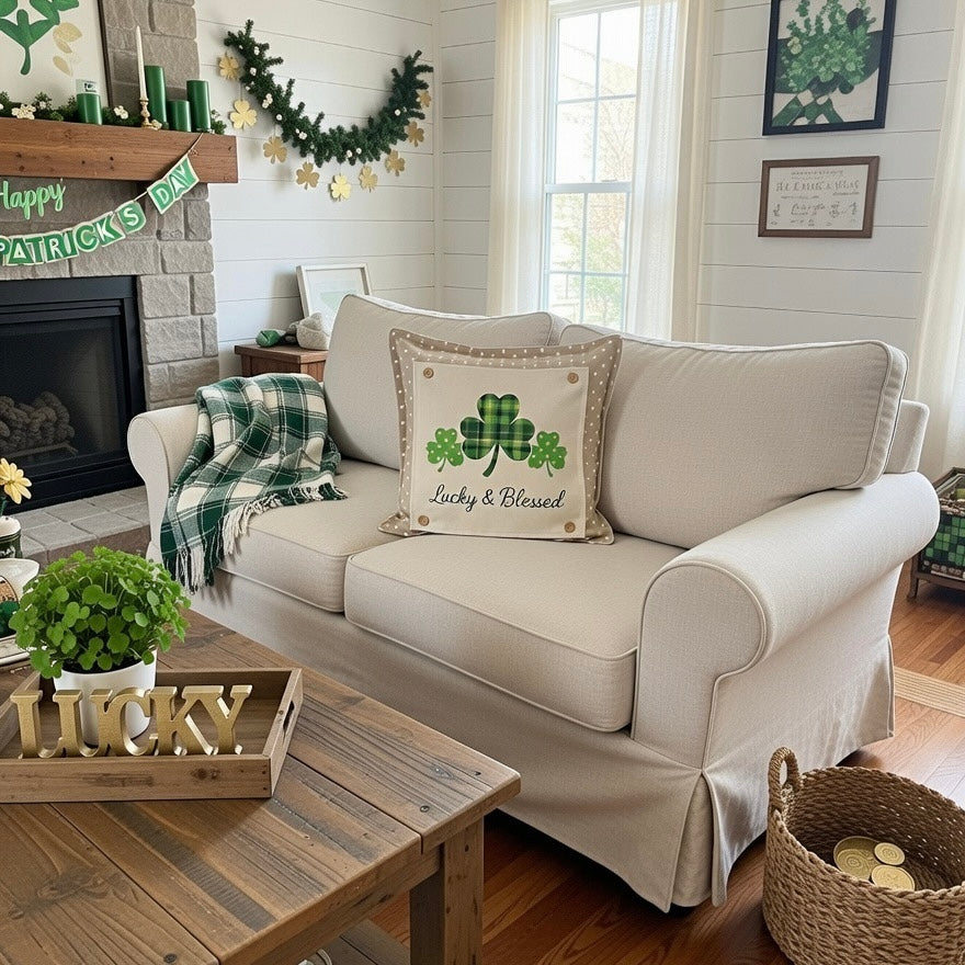 PILLOW ONLY: SQUARE Tan with white polka-dot spots Pillow; WHITE/TAN POLKA DOT PILLOW (with insert)