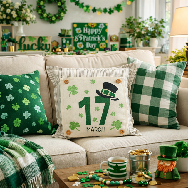 GLITTER PANEL ONLY: SQUARE, Irish Kisses & Shamrock Wishes; Spring St. Patrick's Day, MARCH 17TH