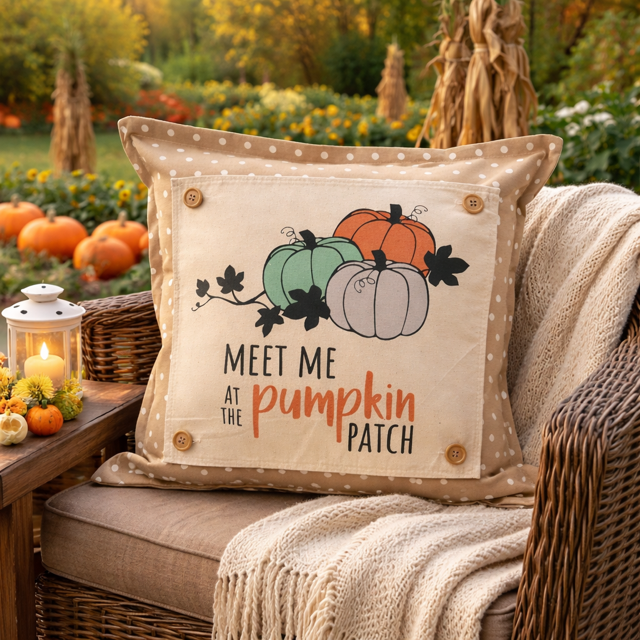 NEW! SQUARE SUMMER/FALL BUNDLE:  3 seasons +TAN POLKA DOT pillow: STRAWBERRY ICE CREAM, LAND THAT I LOVE, PUMPKIN PATCH, CUSTOM PANEL