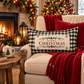 NEW! PANEL ONLY: RECTANGLE Winter; Vintage Christmas Santa Pine Bows, Holly Berries; MERRY CHRISTMAS PINE BOWS
