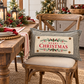NEW! PANEL ONLY: RECTANGLE Winter; Vintage Christmas Santa Pine Bows, Holly Berries; MERRY CHRISTMAS PINE BOWS