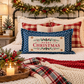 NEW! PANEL ONLY: RECTANGLE Winter; Vintage Christmas Santa Pine Bows, Holly Berries; MERRY CHRISTMAS PINE BOWS