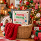 PANEL ONLY: SQUARE Christmas Bright Colorful Ornaments Candy Canes Holly; MERRY MERRY MERRY