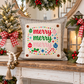 PANEL ONLY: SQUARE Christmas Bright Colorful Ornaments Candy Canes Holly; MERRY MERRY MERRY