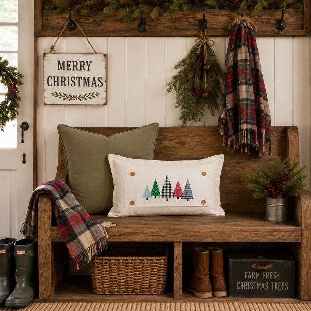 PANEL ONLY:  RECTANGLE Holiday Panel: Winter Ugly Sweater; Christmas Tree MUSIC NOTES TREES