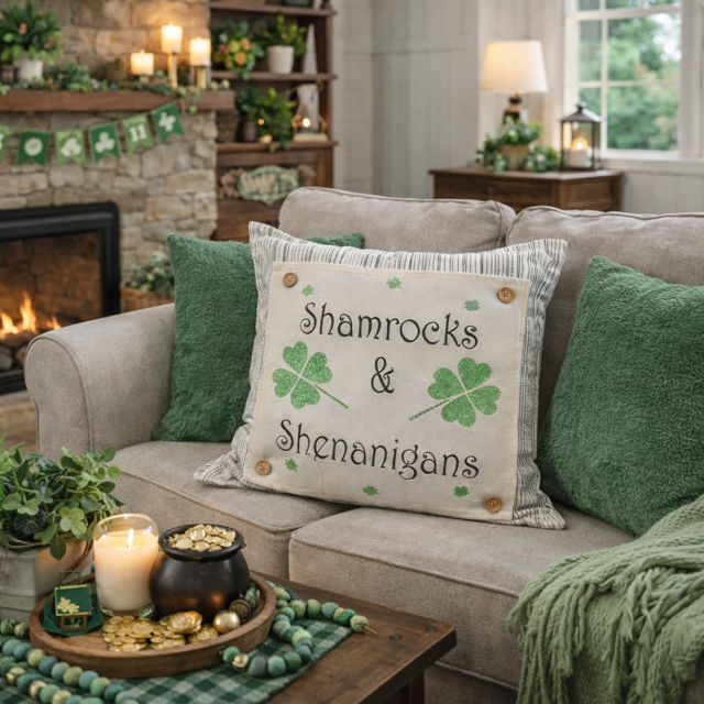 GLITTER PANEL ONLY: SQUARE, Irish Kisses & Shamrock Wishes; Spring St. Patrick's Day, SHAMROCKS & SHENANIGANS