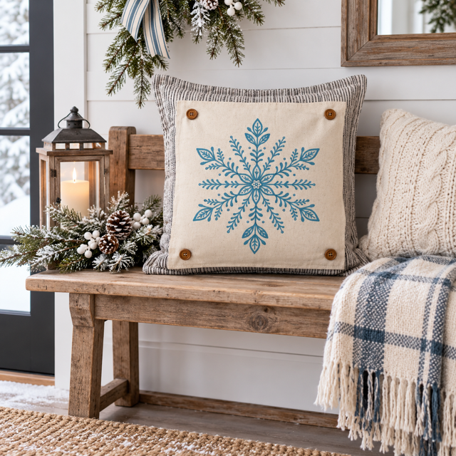 PANEL ONLY: SQUARE Blue Black Winter: SNOWFLAKE SQUARE