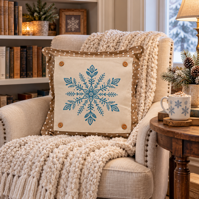 PANEL ONLY: SQUARE Blue Black Winter: SNOWFLAKE SQUARE