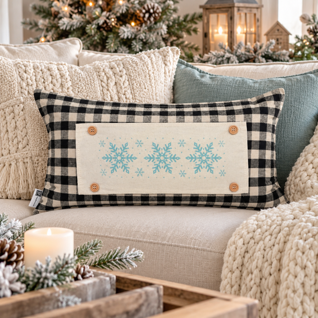 NEW! PANEL ONLY: RECTANGLE Winter; Blue, Chilly, Cold; SNOWFLAKES REC.