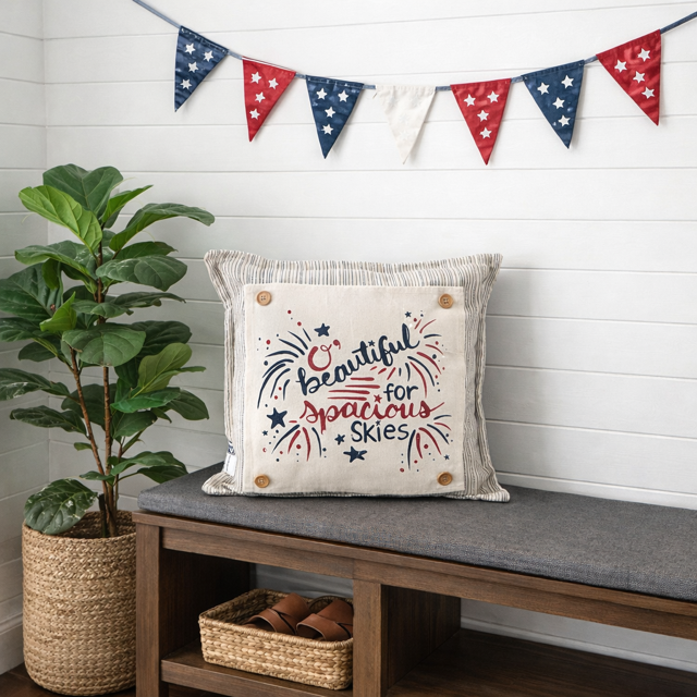 NEW! SQUARE SUMMER/FALL BUNDLE:  3 seasons + CHARCOAL pillow: SWEET SUMMER TIME, SPACIOUS SKIES, ACORN BRANCH