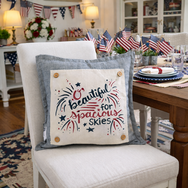 PANEL ONLY: SQUARE Summer Fall Spring Patriotic Military Veteran God Bless USA July 4th Sept 11 Remembrance Independence American Farmhouse America Hymn Song BEAUTIFUL FOR SPACIOUS SKIES