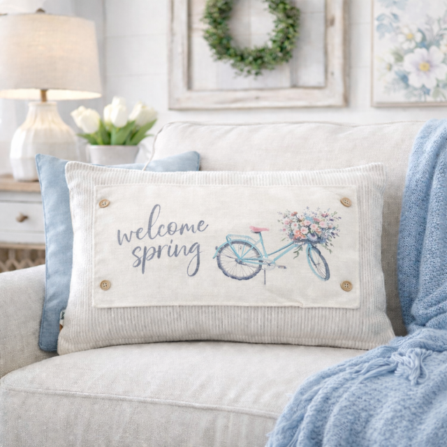 PILLOW ONLY (with fluffy insert): Farmhouse Gray/White Ticking Stripes: GRAY/WHITE STRIPES TICKING  PILLOW (with insert)