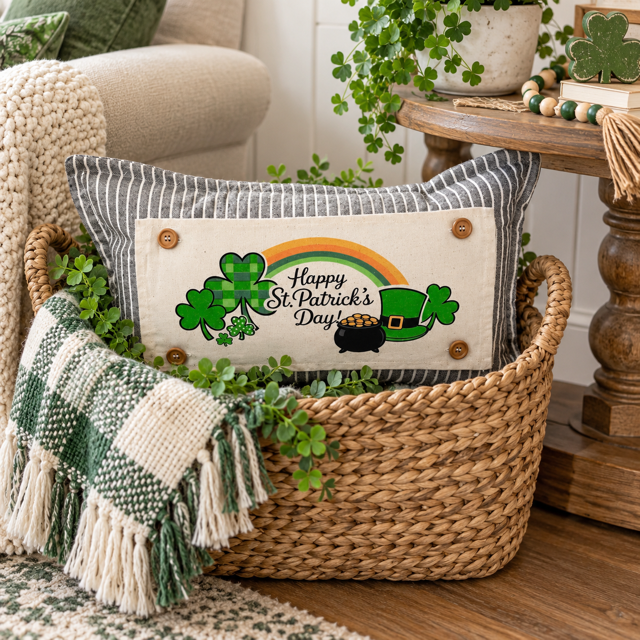 PANEL ONLY: RECTANGLE Holiday Spring, St. Patrick's Day, March 17th Leprechaun, Horse Shoe, Green, Irish, ST. PATTY'S TRIO