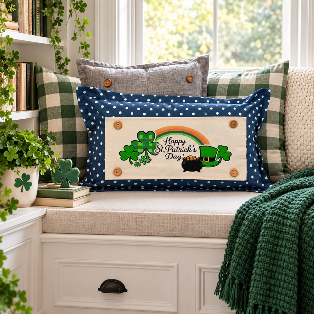 PANEL ONLY: RECTANGLE Holiday Spring, St. Patrick's Day, March 17th Leprechaun, Horse Shoe, Green, Irish, ST. PATTY'S TRIO
