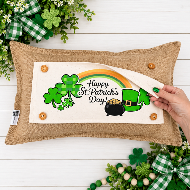 PANEL ONLY: RECTANGLE Holiday Spring, St. Patrick's Day, March 17th Leprechaun, Horse Shoe, Green, Irish, ST. PATTY'S TRIO