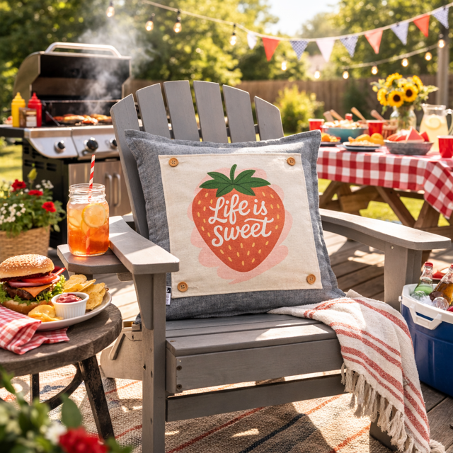 MISFIT  PANEL ONLY: SQUARE Spring, Summer, Garden Lover, Plants, Flowers; Life is Sweet STRAWBERRY ICE CREAM