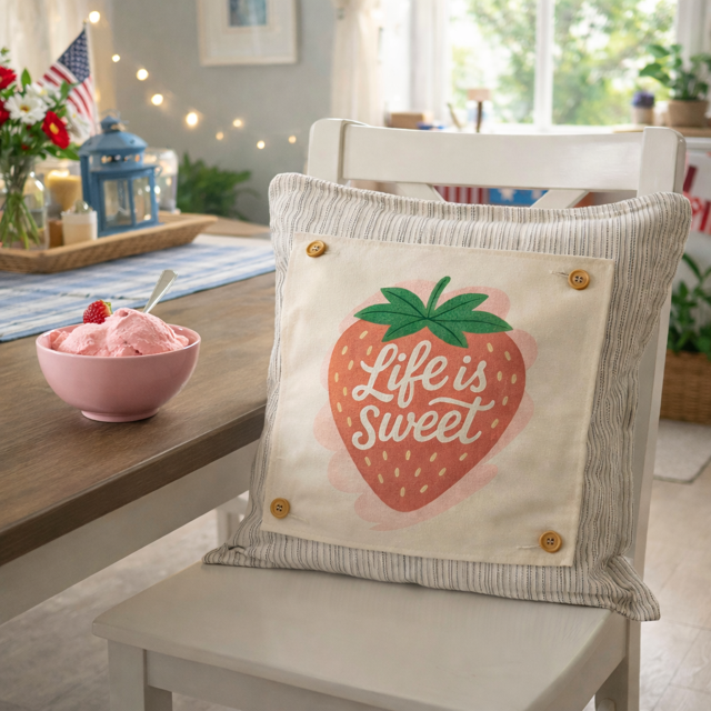 MISFIT  PANEL ONLY: SQUARE Spring, Summer, Garden Lover, Plants, Flowers; Life is Sweet STRAWBERRY ICE CREAM