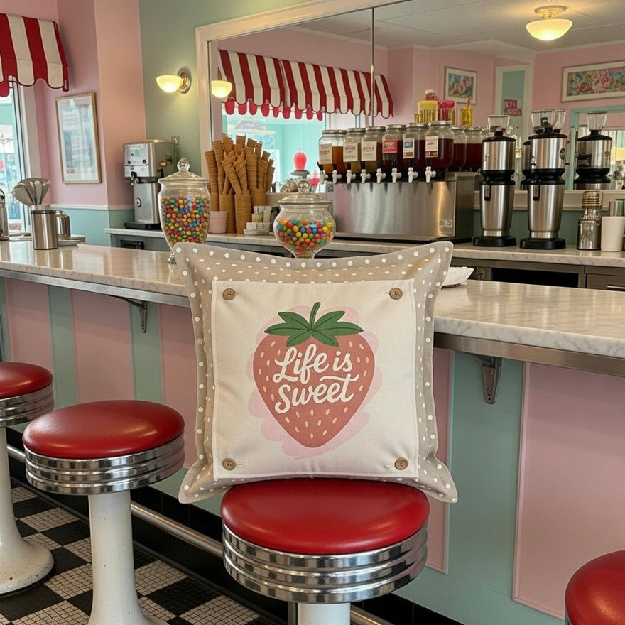 MISFIT  PANEL ONLY: SQUARE Spring, Summer, Garden Lover, Plants, Flowers; Life is Sweet STRAWBERRY ICE CREAM