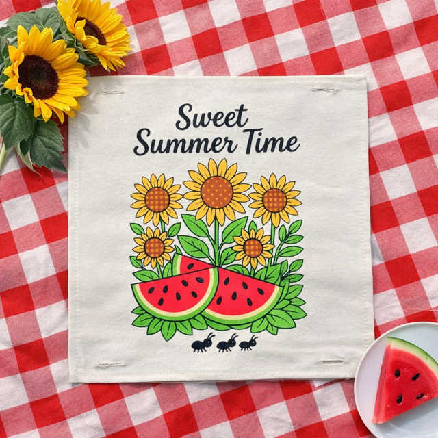 PANEL ONLY: SQUARE Entry, Garden, Between Holidays, House Warming, Host, sunflowers, watermelon, Summer; SWEET SUMMER TIME