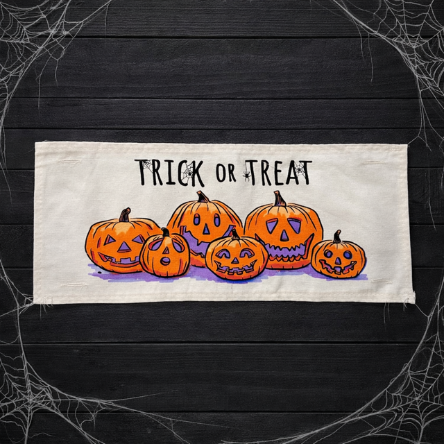 PANEL ONLY: RECTANGLE Halloween October Pumpkins Fall Autumn Jack-o-Lanterns; TRICK OR TREAT