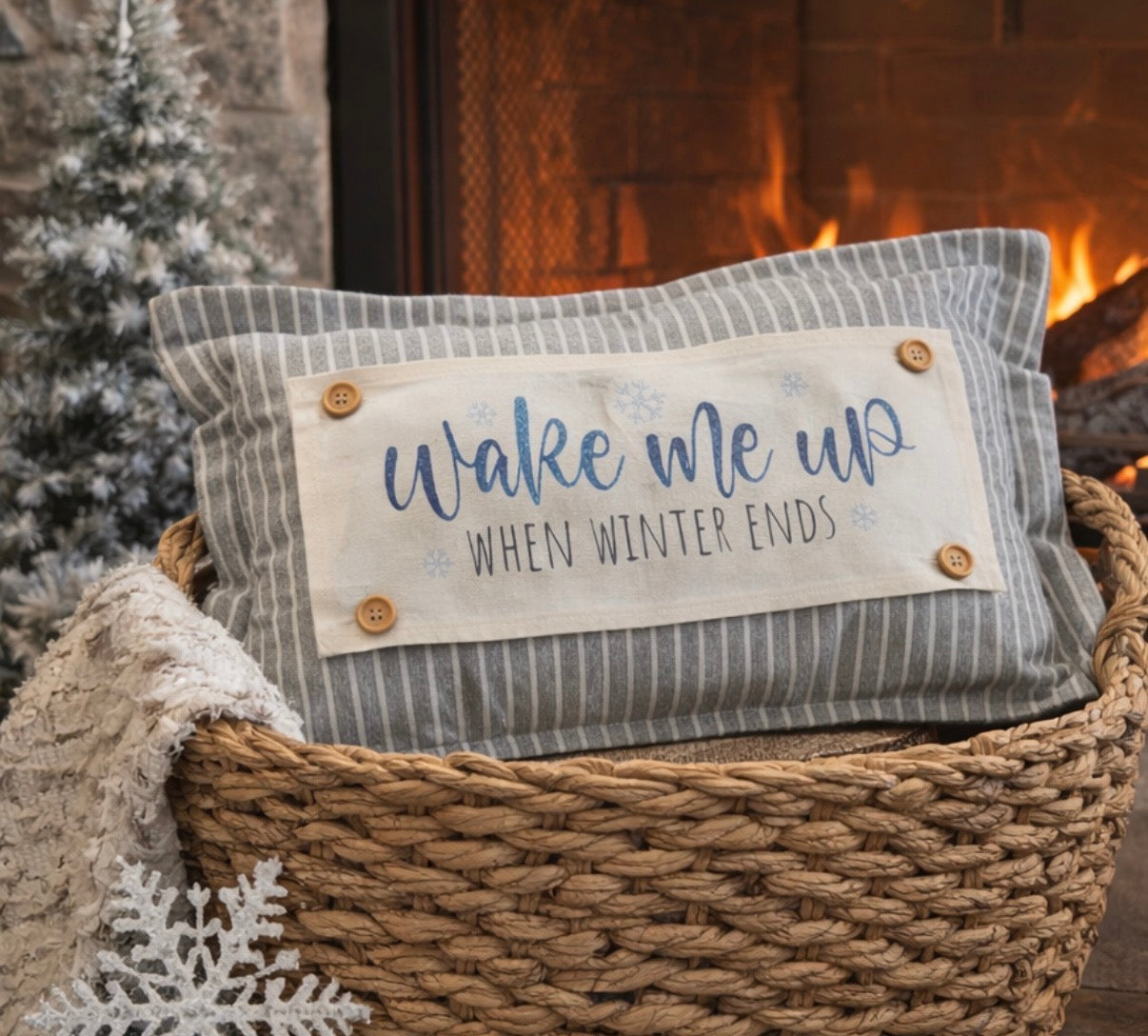 PILLOW ONLY (with fluffy insert): Galvinized Charcoal/Cream Farm Stripes: CREAM/ DARK CHARCOALSTRIPES PILLOW (with insert)