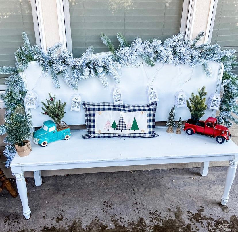 NEW! Custom FALL Wedding Gift Bundle:  2 seasons + GINGHAM/BUFFALO CHECK pillow + custom last name panel: PUMPKIN TRUCK / UGLY SWEATER TREES /CUSTOM LAST NAME PANEL