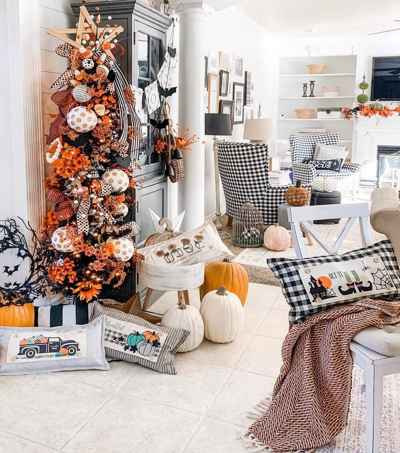 NEW! Custom Fall Wedding Gift Bundle:  2 seasons + BURLAP pillow + custom last name panel: SUNFLOWER JARS, NATIVITY, CUSTOM LAST NAME PANEL