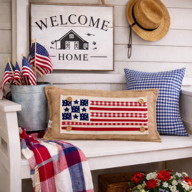 NEW! RECTANGLE SUMMER/FALL BUNDLE:  3 seasons + CHARCOAL REC. pillow:  LIFE IS SWEET, BARN QUILT, NEW WELCOME