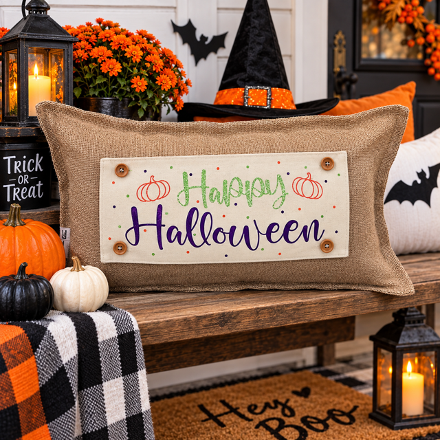 GLITTER PANEL ONLY: RECTANGLE Fall Autumn, pumpkin; GLITTER REC. HAPPY HALLOWEEN