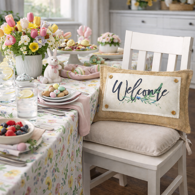 NEW! RECTANGLE SUMMER/FALL BUNDLE:  3 seasons + CHARCOAL REC. pillow:  LIFE IS SWEET, BARN QUILT, NEW WELCOME