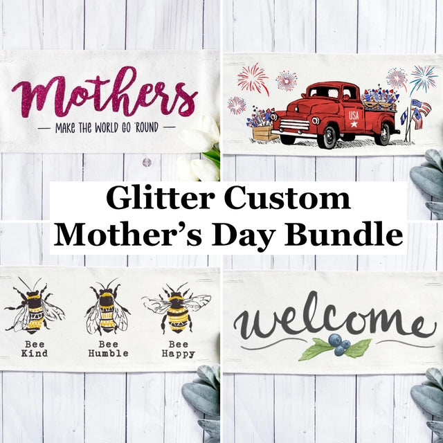 BUNDLE GIFT DEAL: Spring / Summer Mother's Day Set of these 4 panels:Mom Day,  GLITTER MOTHER'S GO ROUND, FIREWORK TRUCK, NEW WELCOME, 3 BEE ATTITUDES