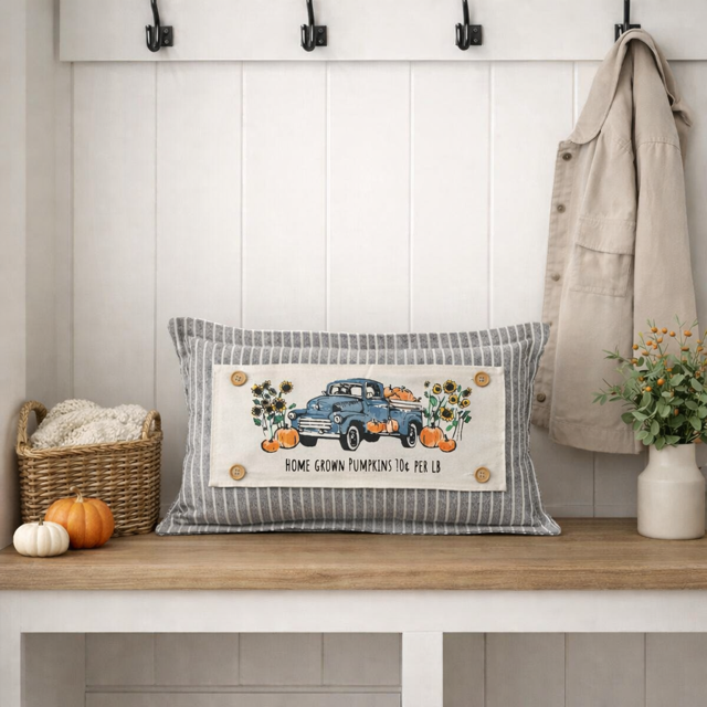 PANEL ONLY: RECTANGLE Fall, Autumn,  Father's Day Dad Thanksgiving, Country Farm, Rustic; VINTAGE PUMPKIN TRUCK