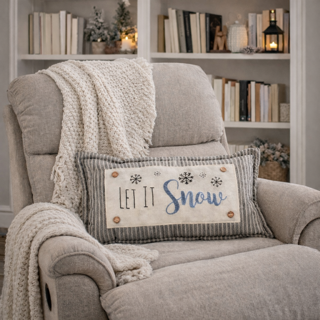 PANEL ONLY: 
RECTANGLE Glitter Seasonal Panel: Winter Blue Ice Sparkle Twinkle Bling Glitz Confetti Christmas; LET IT SNOW