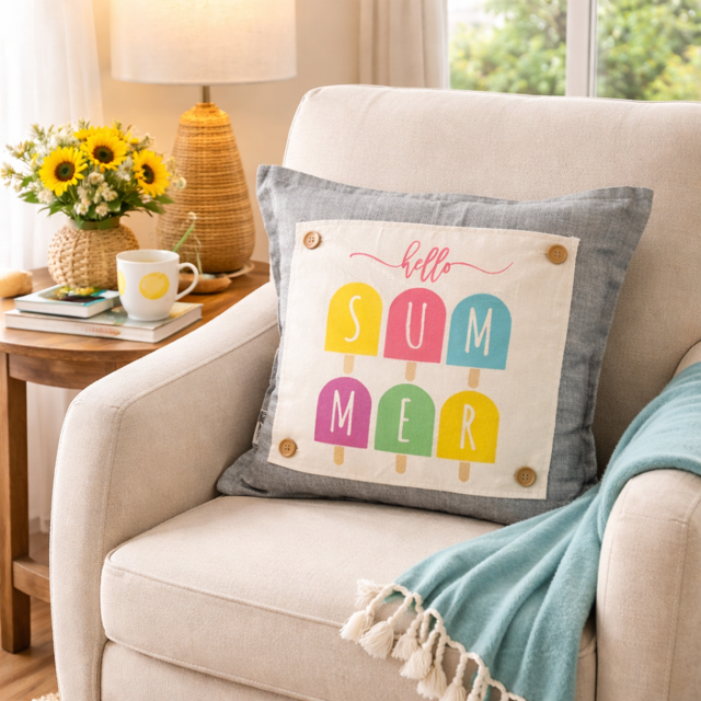 PANEL ONLY: SQUARE Hello Summer Vibes Lazy Days Childhood Memory Hot Melt POPSICLE