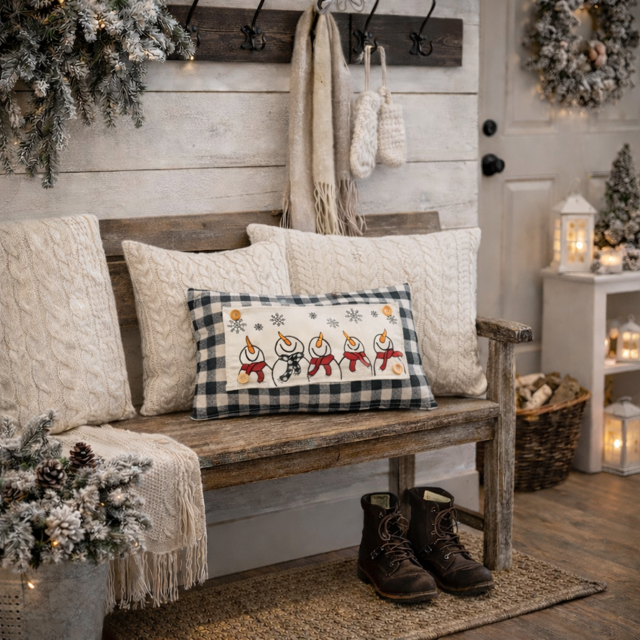 NEW! WINTER Bundle:  3 seasons + GINGHAM/BUFFALO CHECK pillow: SNOWMAN SCARVES / XOXO / CARROT PATCH