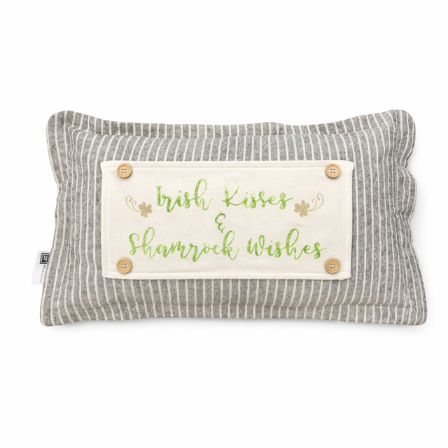 GLITTER PANEL ONLY: RECTANGLE Irish Kisses & Shamrock Wishes; Spring St. Saint Patrick's Day for throw pillow, GOLD CLOVER IRISH KISSES