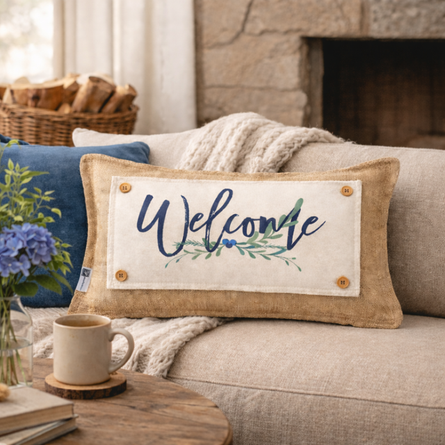 NEW! RECTANGLE SUMMER/FALL BUNDLE:  3 seasons + CHARCOAL REC. pillow:  LIFE IS SWEET, BARN QUILT, NEW WELCOME