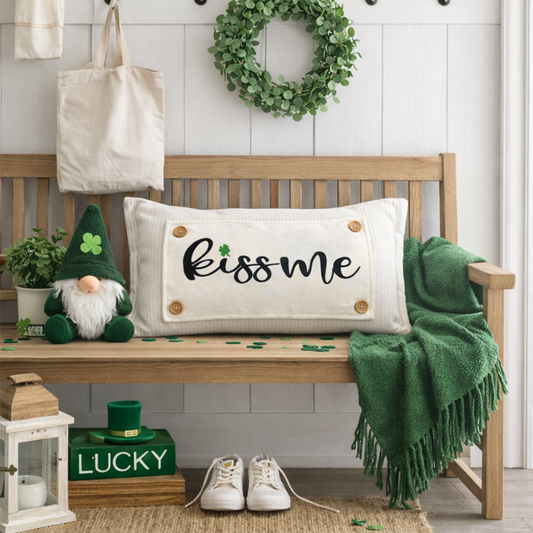 PANEL ONLY: Glitter Holiday Kiss Me Shamrock. Spring, St Saint Patrick's Day Leprechaun Irish Saying, Luck:  KISS ME SHAMROCK