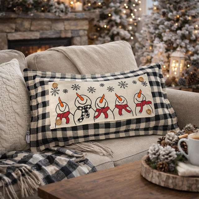 NEW! WINTER Bundle:  3 seasons + GINGHAM/BUFFALO CHECK pillow: SNOWMAN SCARVES / XOXO / CARROT PATCH