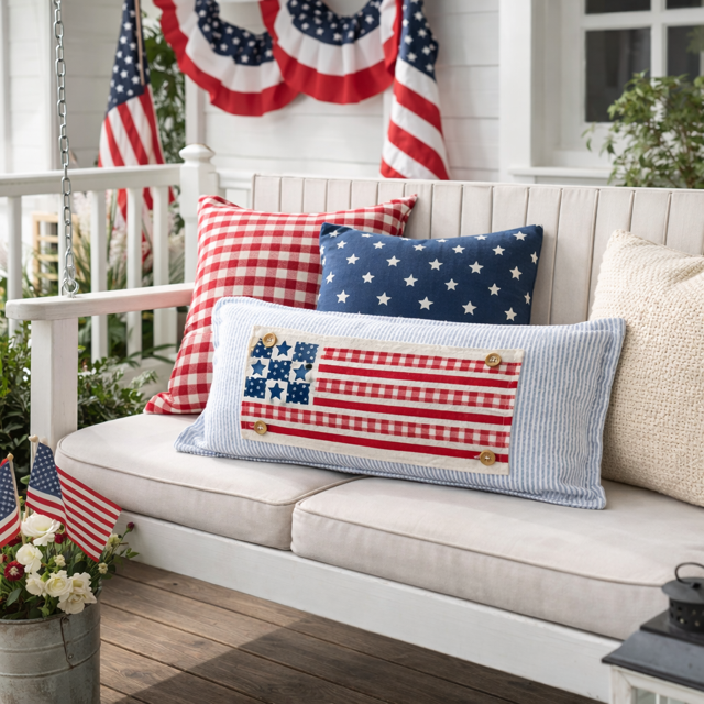 NEW! RECTANGLE GLITTER SPRING/SUMMER/FALL BUNDLE:  3 seasons + GRAY/WHITE TICKING STRIPE REC. pillow: GLITTER MOTHER'S MAKE THE WORLD GO 'ROUND, BARN QUILT, PUMPKIN TRUCK