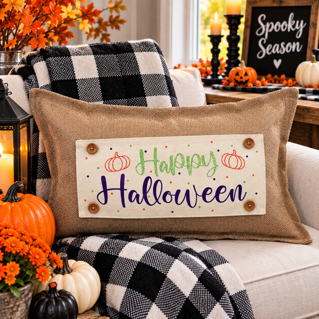 GLITTER PANEL ONLY: RECTANGLE Fall Autumn, pumpkin; GLITTER REC. HAPPY HALLOWEEN