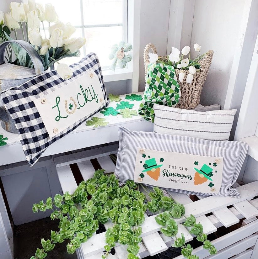 Green best sale gingham pillow