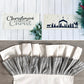 NEW!  GLITTER GIFT PARTY PACKAGE BUNDLE: Holiday Pillow Cover Panel Christmas Winter: Runner Combo GLITTER CHRISTMAS BEGINS WITH CHRIST / NATIVITY SILOUETTE + charcoal gray stripes runner