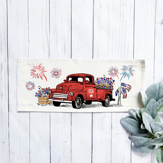 Holiday Panel: Summer; Father's Day Dad Fireworks Vintage Classic Old Red Truck